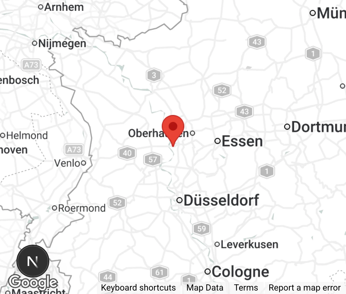 Map showing location of Tierschutzzentrum Duisburg e.V.