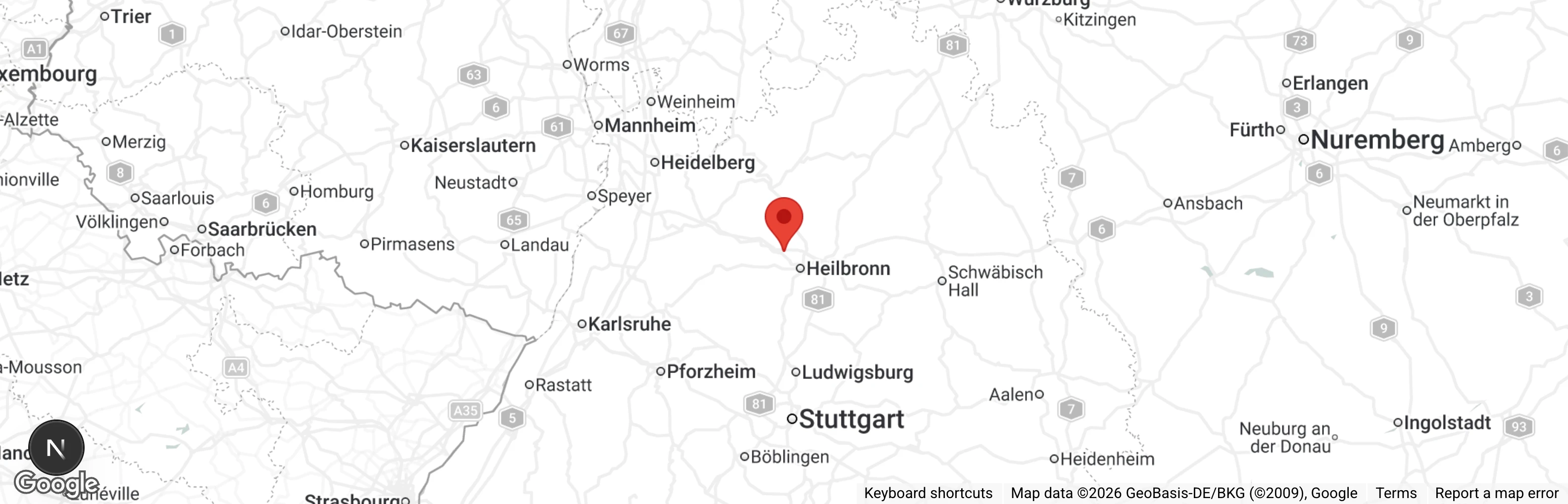 Map showing location of Tierheim Heilbronn