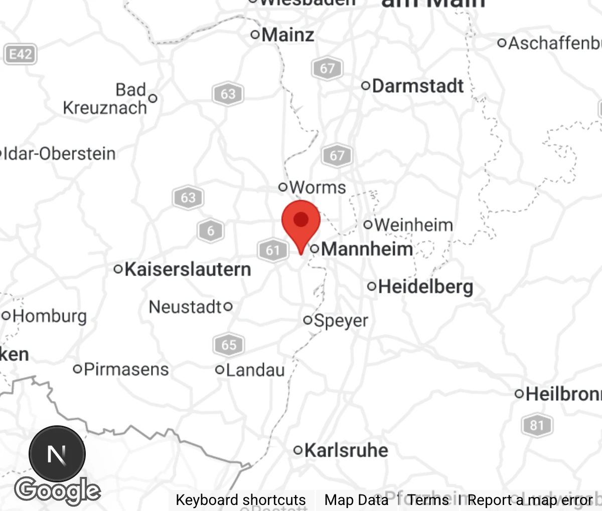 Map showing location of Tierheim Ludwigshafen