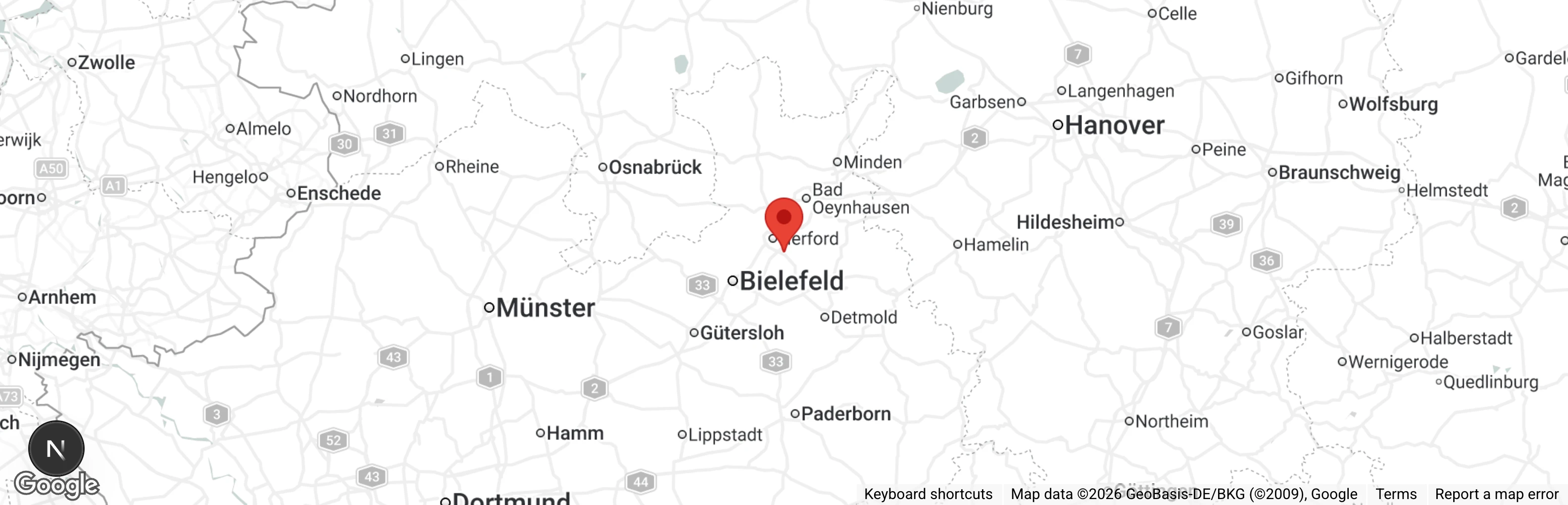 Map showing location of Tierheim Bad Salzuflen-Lemgo