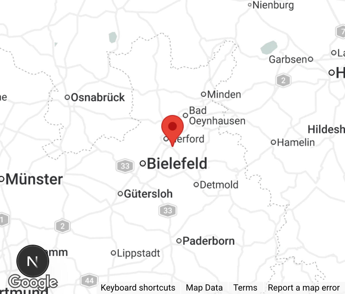 Map showing location of Tierheim Bad Salzuflen-Lemgo