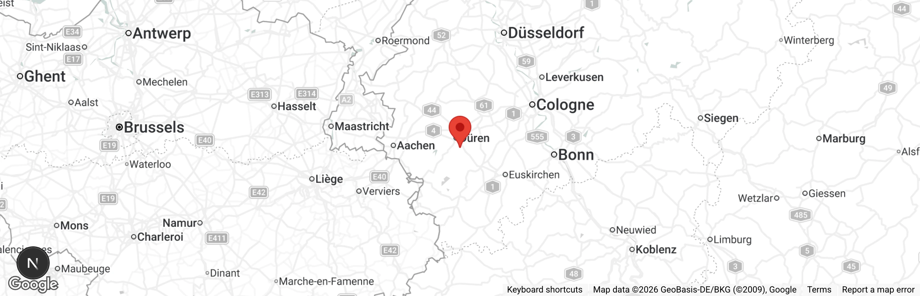 Map showing location of Tierheim Düren