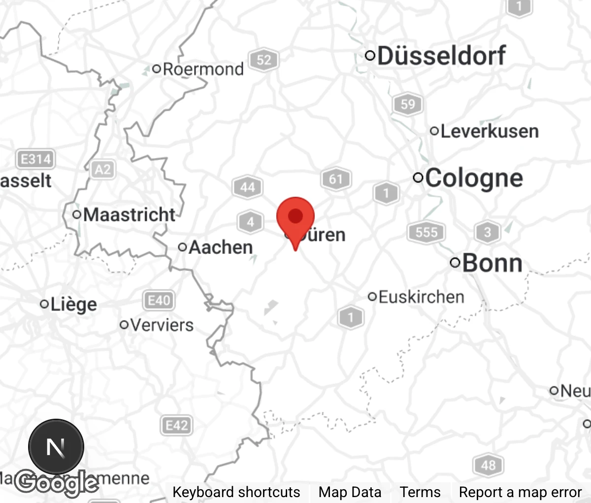 Map showing location of Tierheim Düren