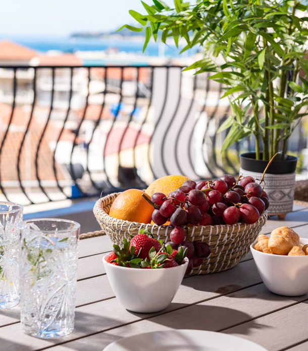 Lithies Zante Living Superior Apartment breakfast table in the balcony