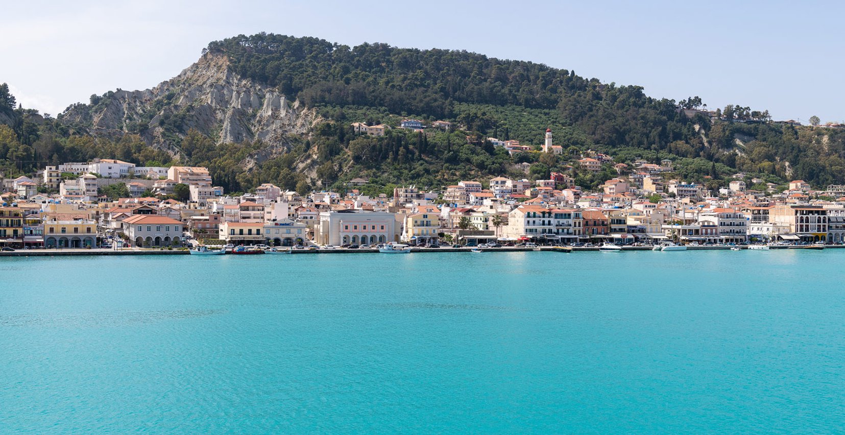 Zakynthos port at night.