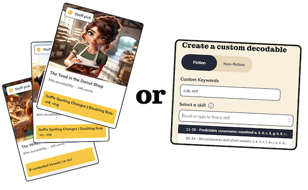 Curriculum-aligned decodables interface