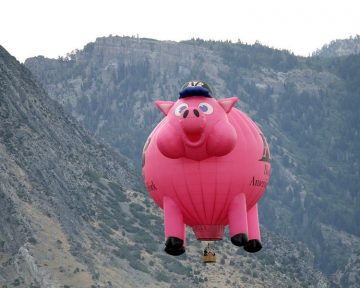 Hot air balloon in shape of a pig