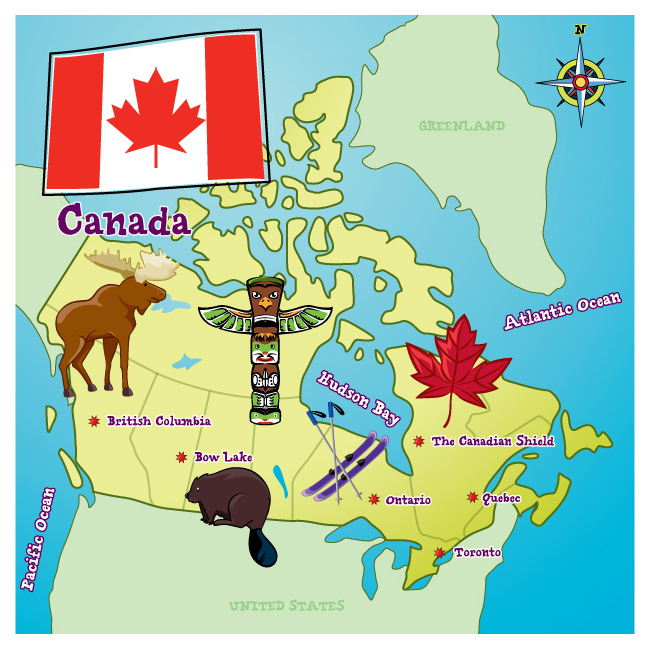 Little Passports Exploring Canada Map with Cartoon Landmarks