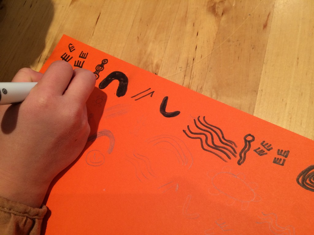 Australian Doodles on Orange Paper