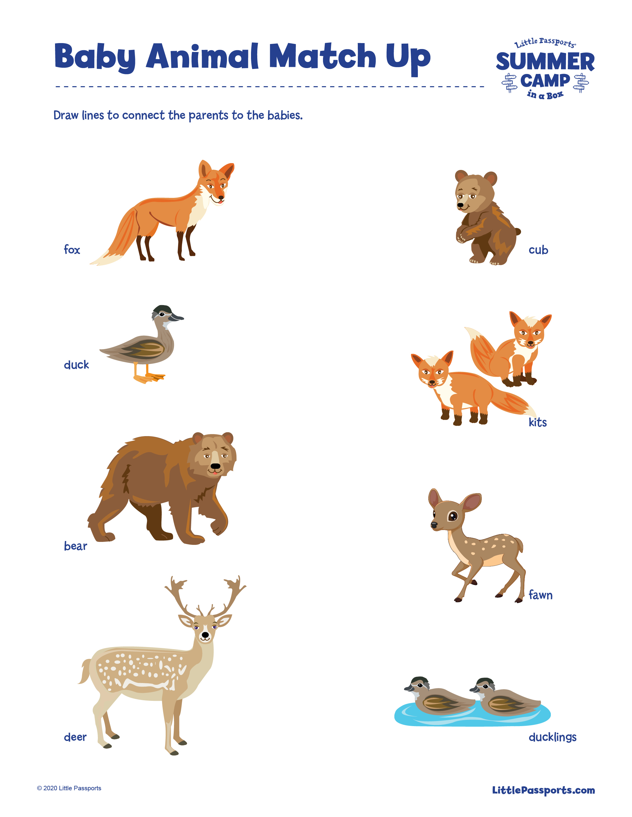 Printable Baby Animal Match Up Little Passports