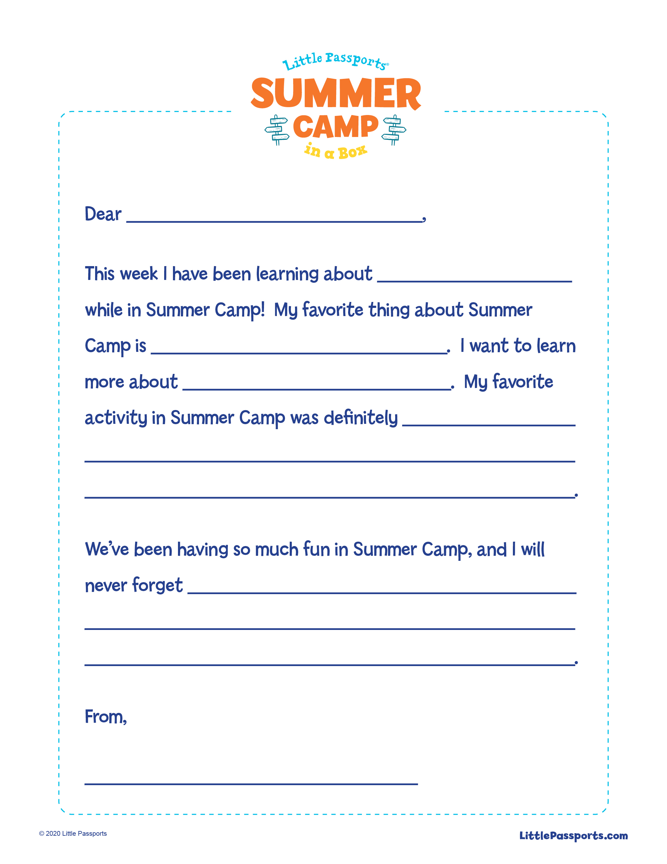 Letter from Camp Printable Little Passports