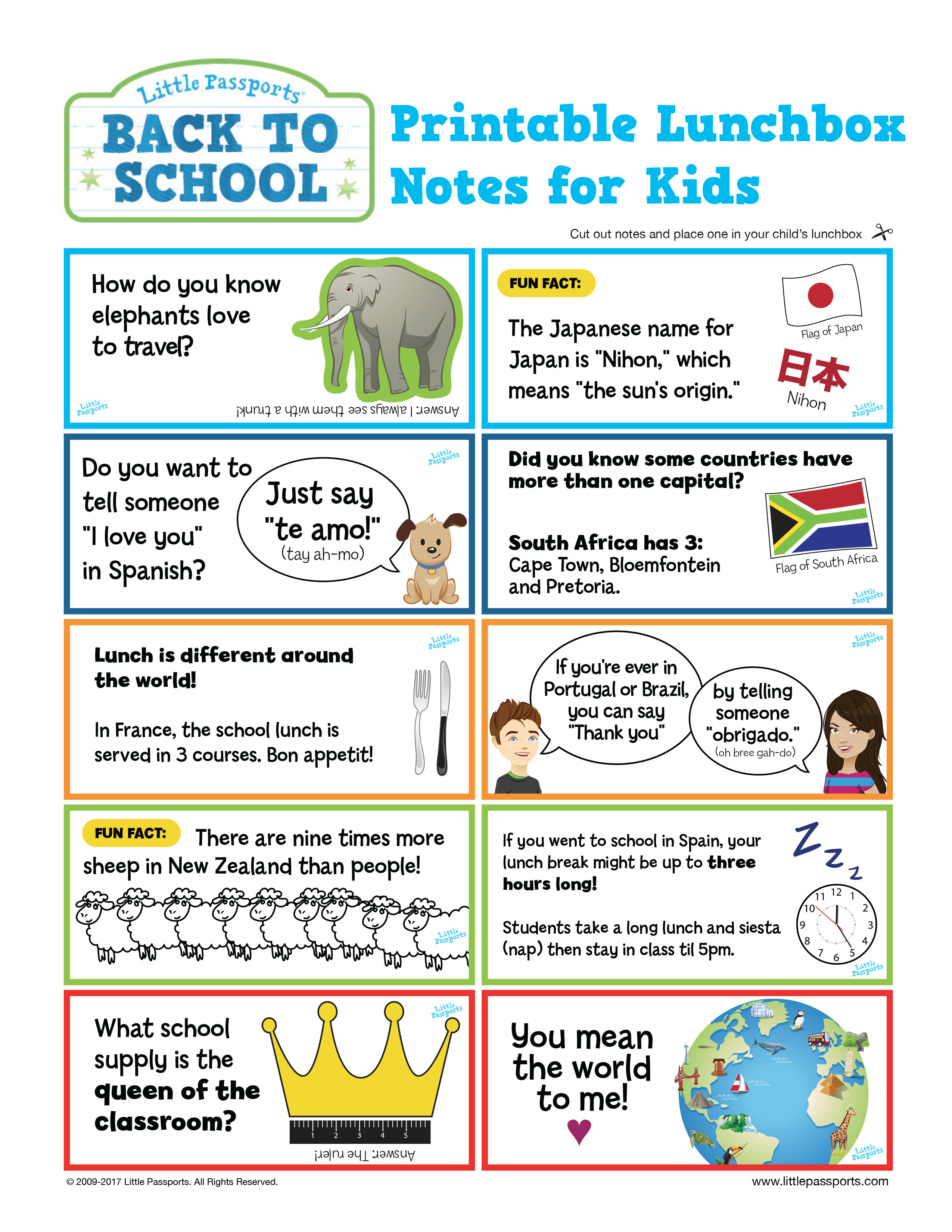 Lunch Box Notes For Kids Ages 6-8 - Trivia Questions and Answers