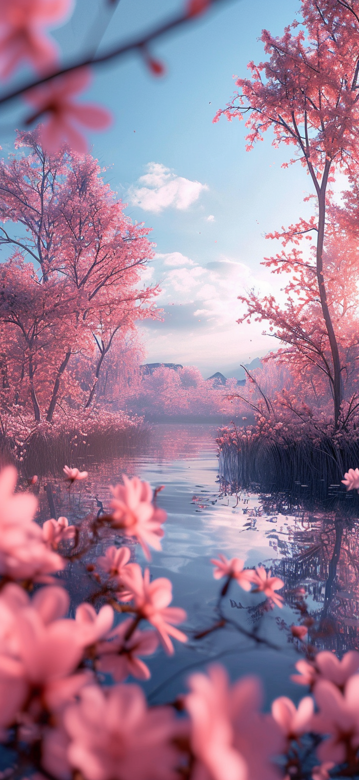 Immerse yourself in the serenity of springtime with this stunning mobile wallpaper!