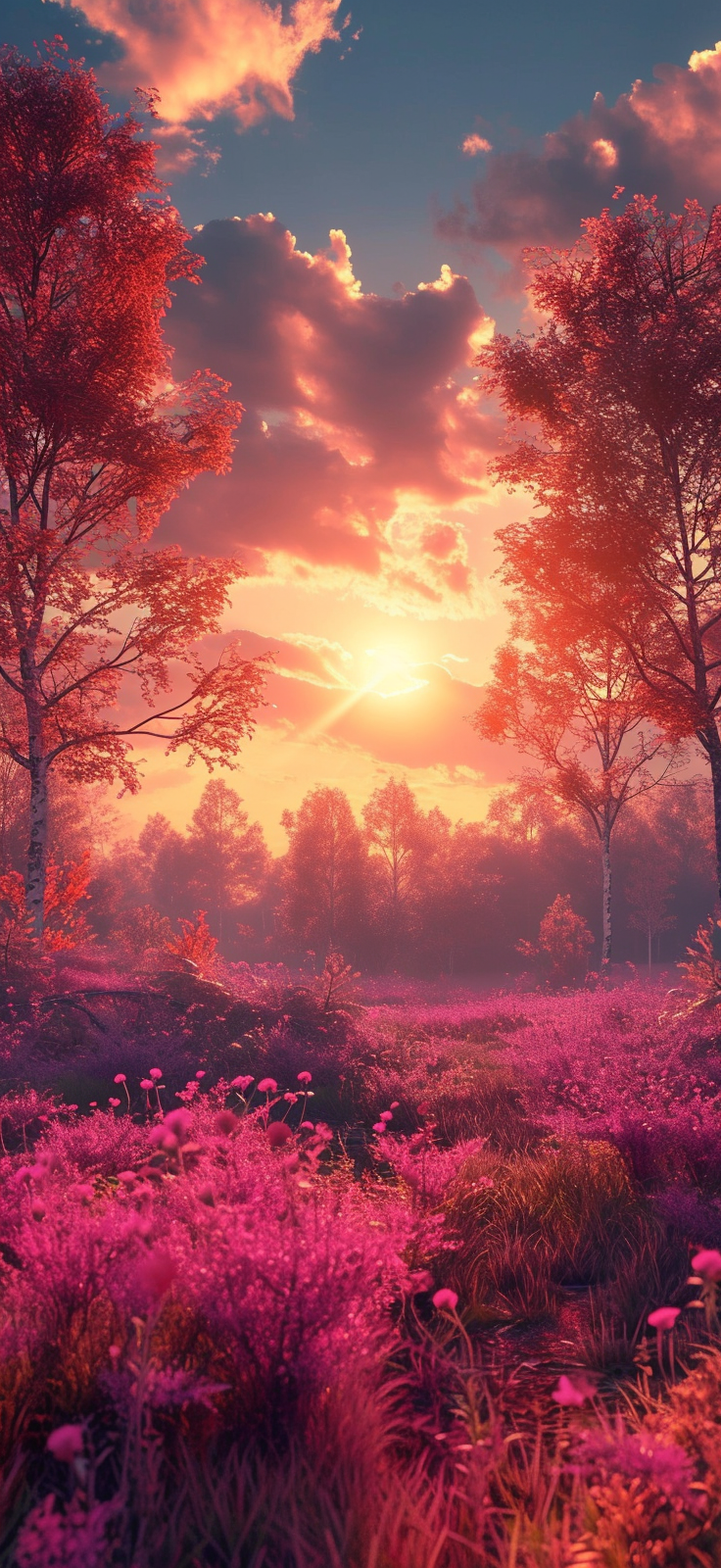 Immerse yourself in the calming embrace of nature with this captivating mobile wallpaper