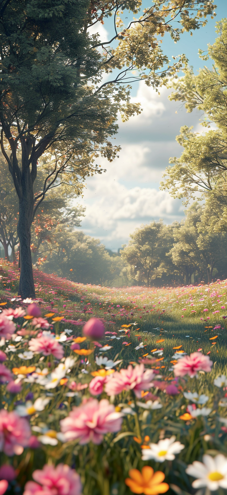 Immerse yourself in the serene beauty of our latest HD mobile wallpaper featuring an enchanting spring garden.