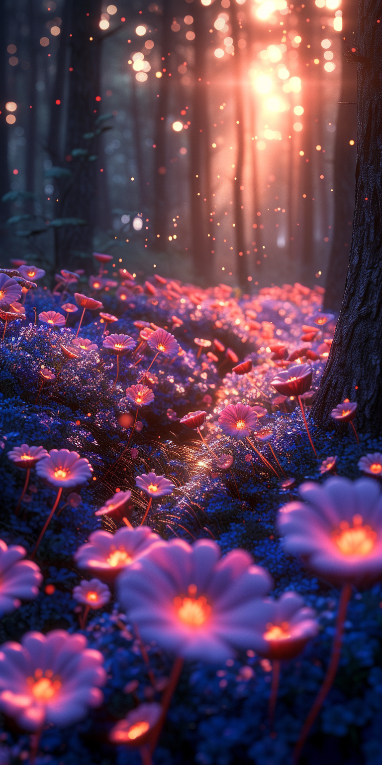 latest collection of high-resolution wallpapers featuring mesmerizing glowing mushrooms nestled in a mystical forest