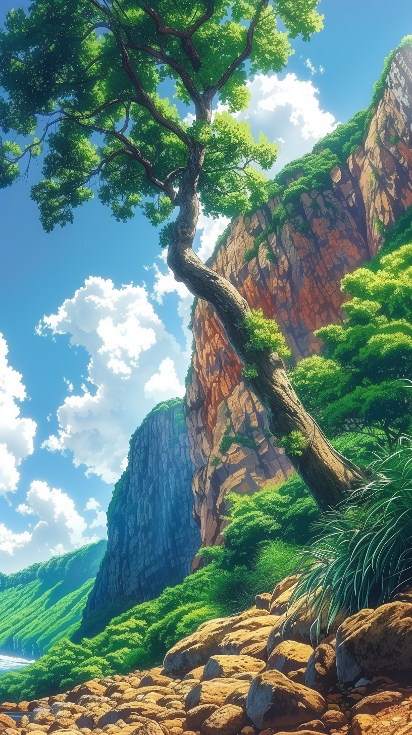 HD mobile wallpaper featuring a breathtaking landscape of lush greenery, majestic mountains, and clear skies.