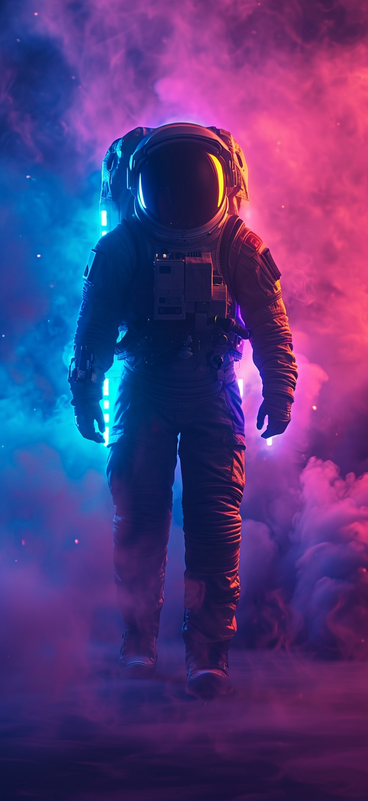 Step into a world beyond the stars with our latest HD mobile wallpaper featuring an astronaut amidst a mesmerizing nebula.