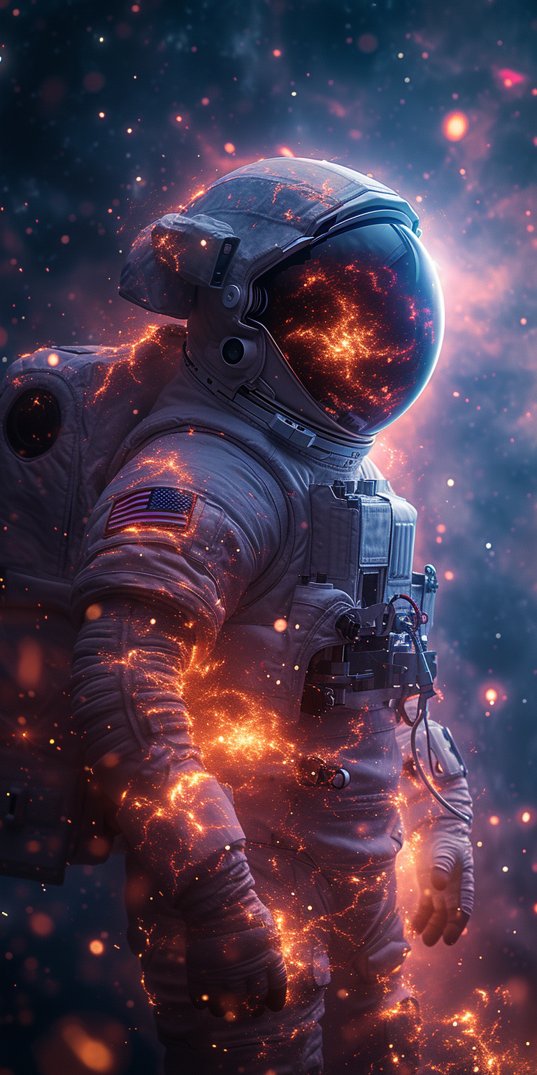 astronaut navigating through an icy alien landscape, reflecting the spirit of discovery