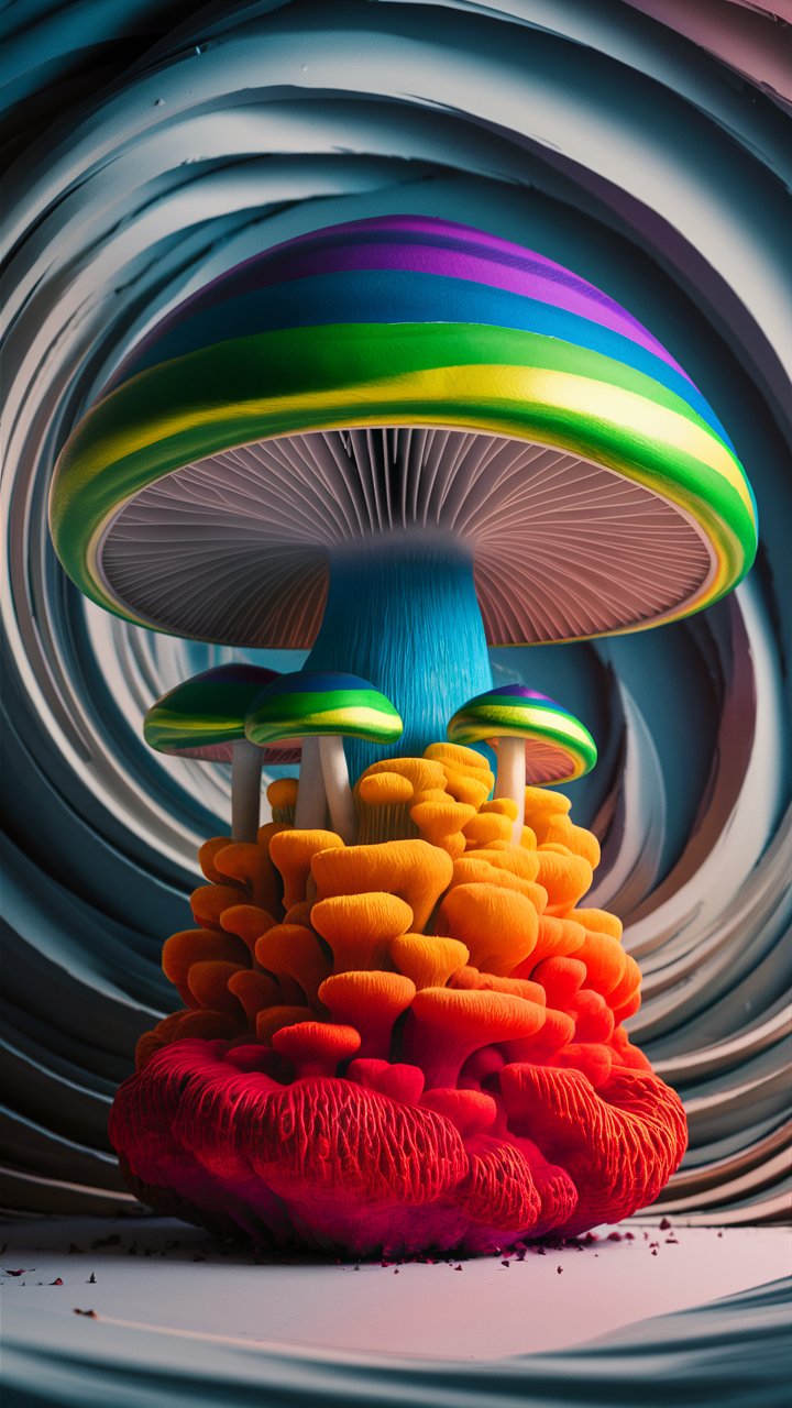 Colorful Mushroom Illustrations for Your 3D Mobile Wallpapers