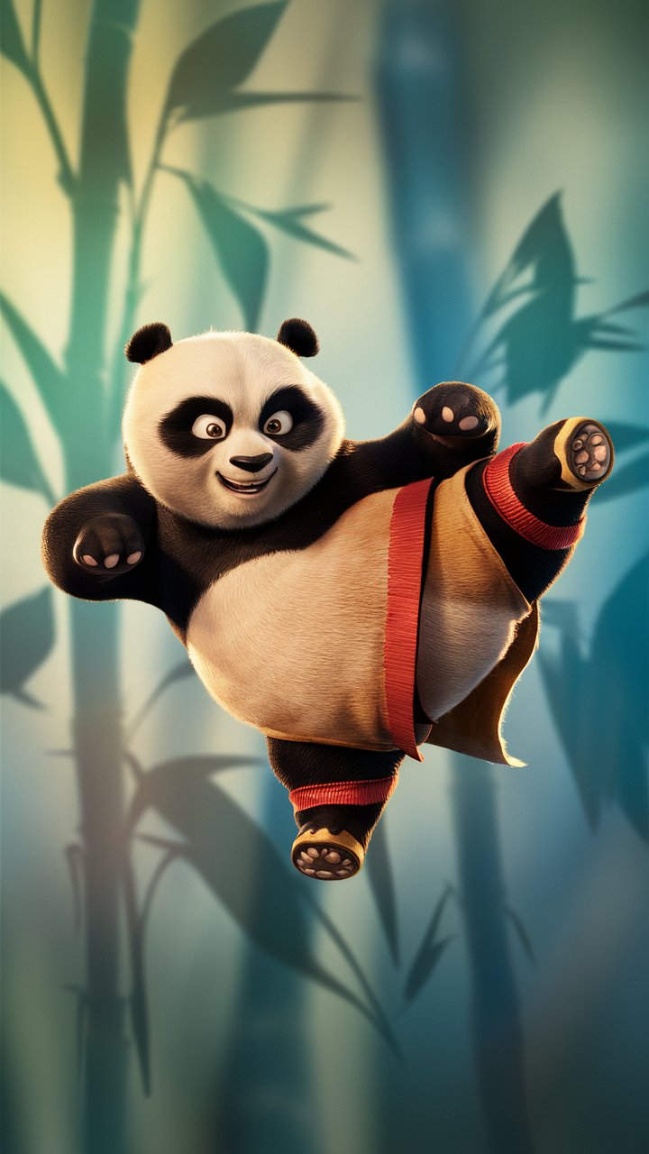 Experience the pure joy of cute kung fu panda illustrations designed for mobile wallpapers. HD quality for a delightful viewing experience.