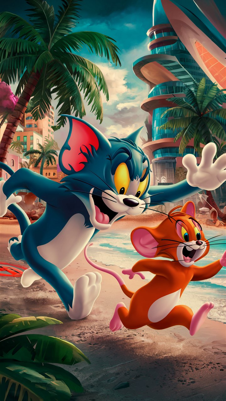 Enjoy HD Tom and Jerry cartoons with vibrant 3D mobile wallpapers. Add a playful touch to your phone screen with colorful illustrations!