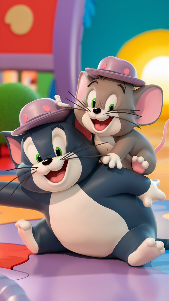 Explore high-quality Tom and Jerry 3D illustrations designed for mobile wallpapers.