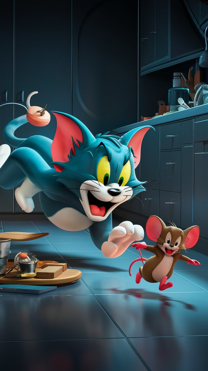 Get high-quality 3D Tom and Jerry illustrations for your mobile wallpaper. Enjoy crystal-clear images of your favorite characters.