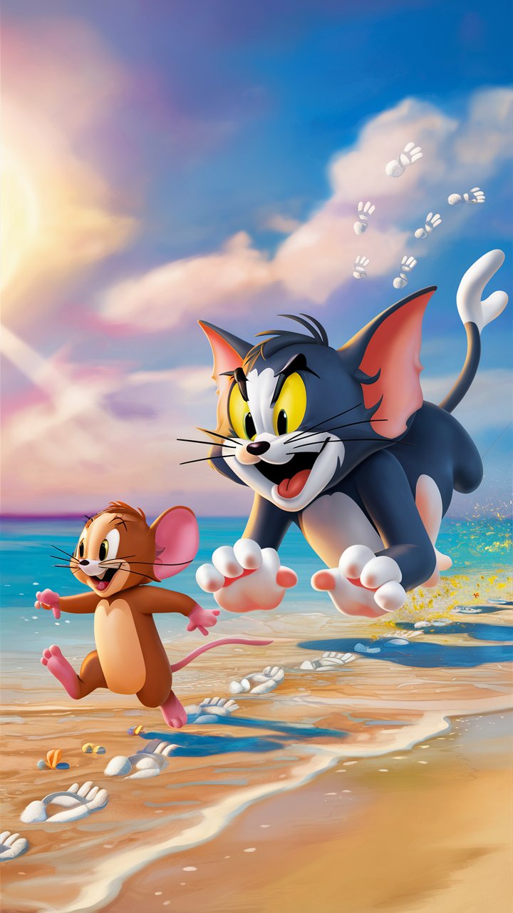 Revamp Your Screen: Tom and Jerry 3D Illustration as Mobile Wallpaper