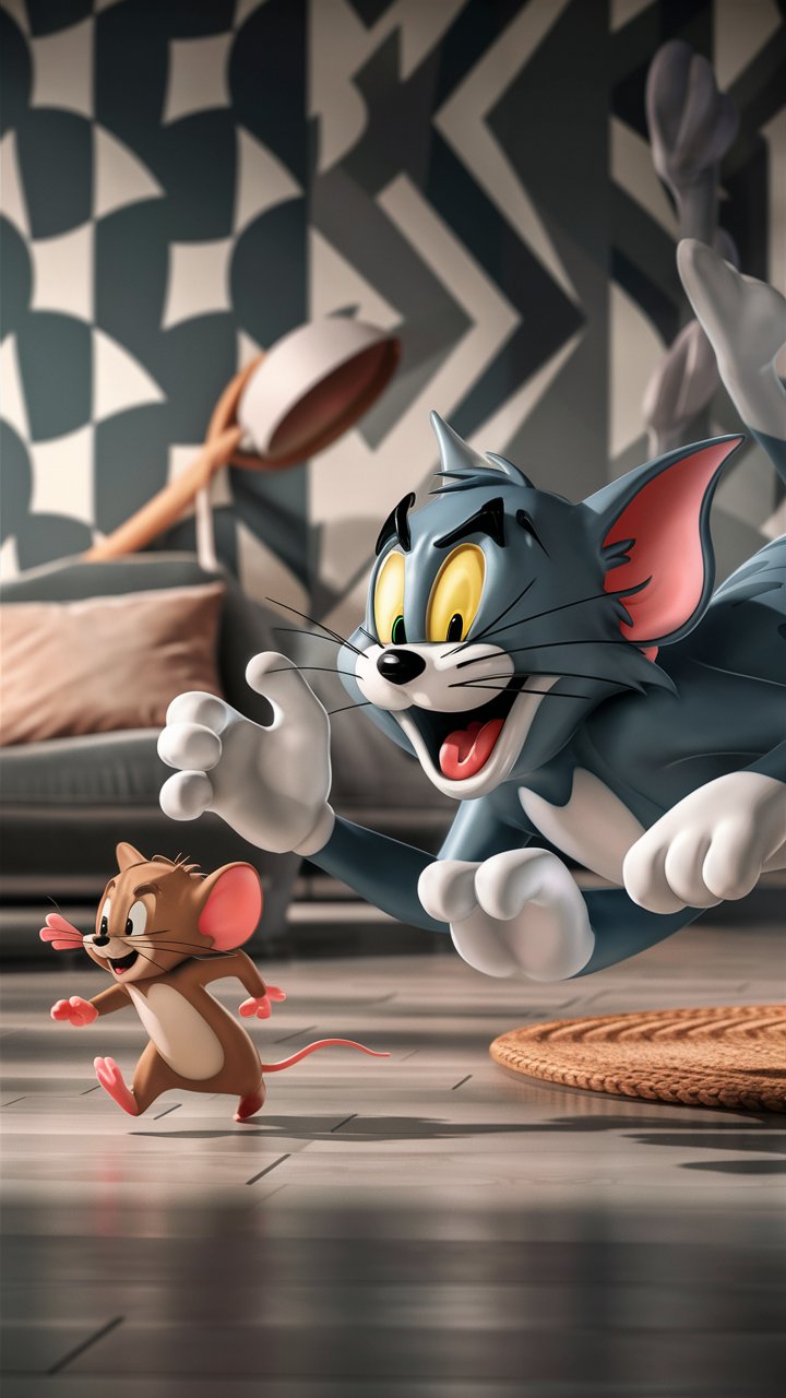 Adorable Tom and Jerry Cartoon Illustrations for Mobile Wallpaper