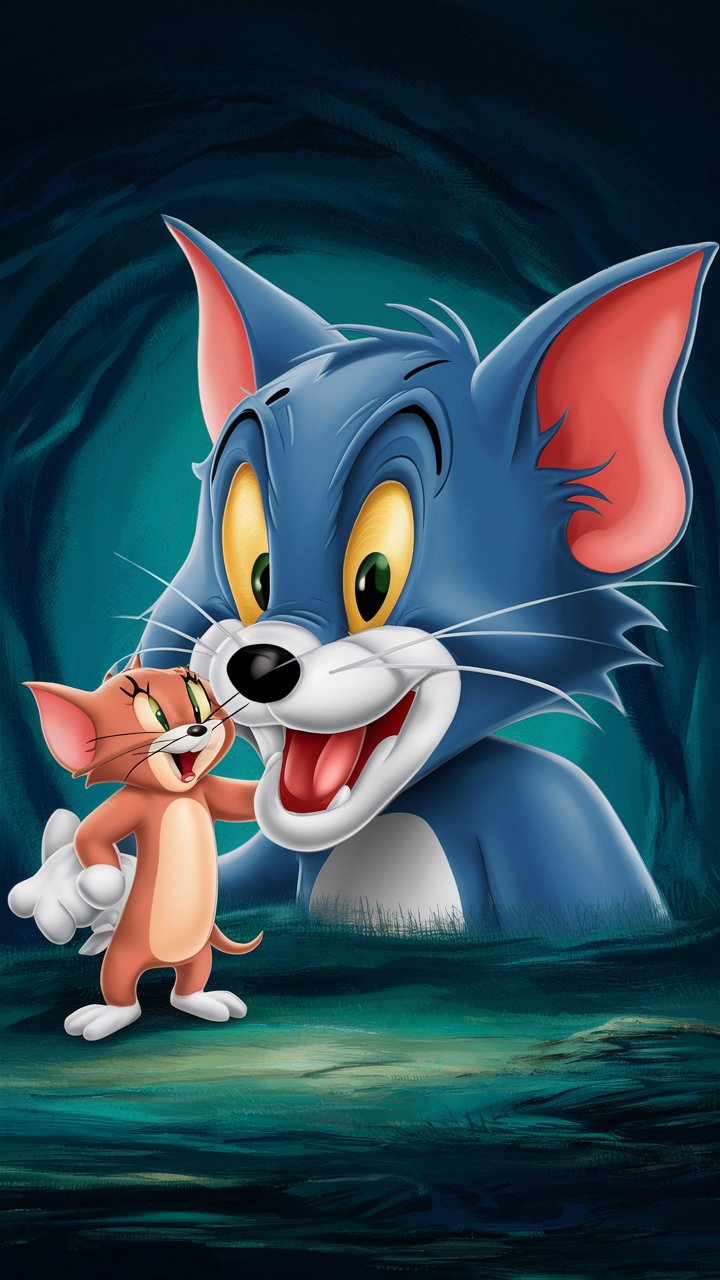 Enjoy high-quality Tom and Jerry illustrations with an adorable baby perfect for mobile wallpapers.