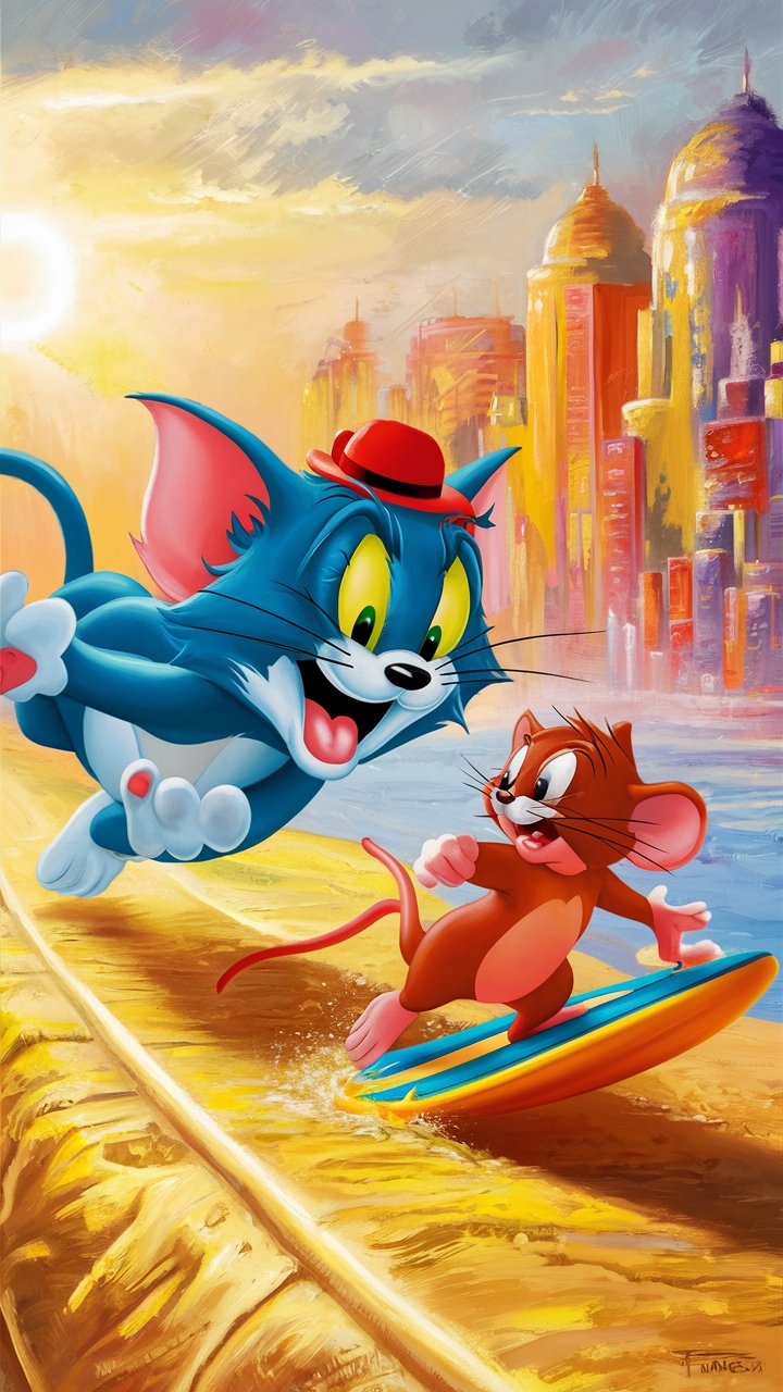 HD illustrations of Tom and Jerry ideal for mobile wallpaper