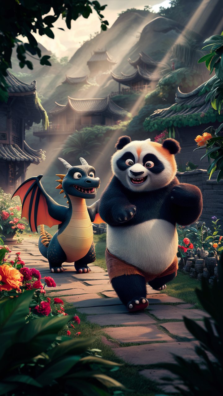 Dive into a world of 3D mobile wallpapers showcasing a high-definition kung fu Panda wandering through a scenic valley. Perfect for your device!