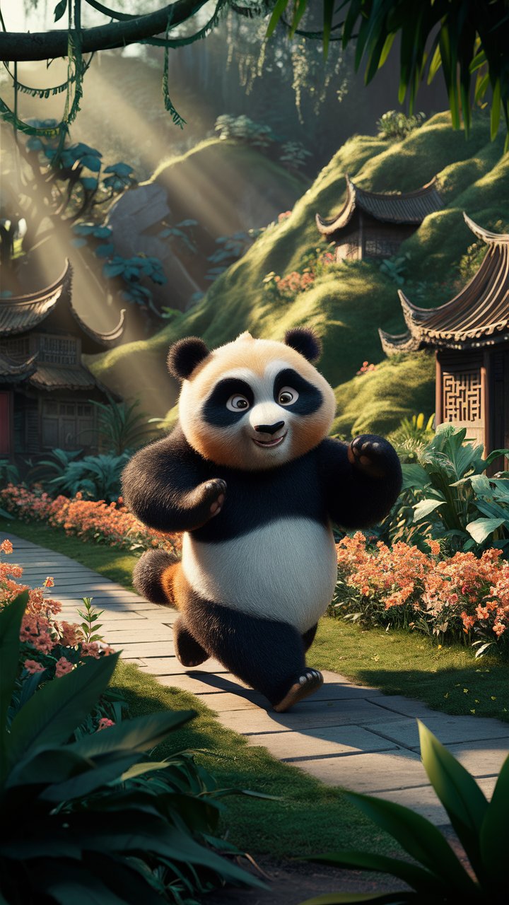 Explore stunning 3d mobile wallpaper of HD kung fu Panda walking in a beautiful valley. Perfect for wallpaper!