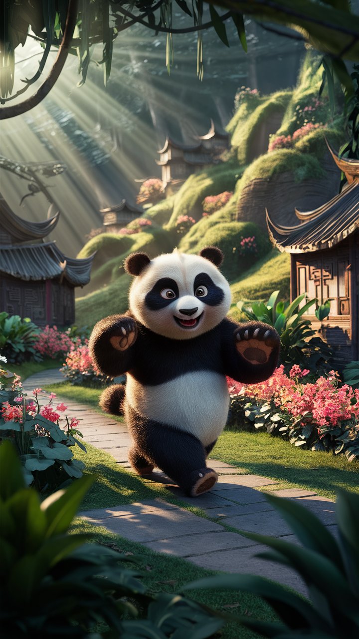 Discover beautiful 3D mobile wallpapers of HD kung fu Panda in a serene valley. Find the perfect illustration for your phone background.