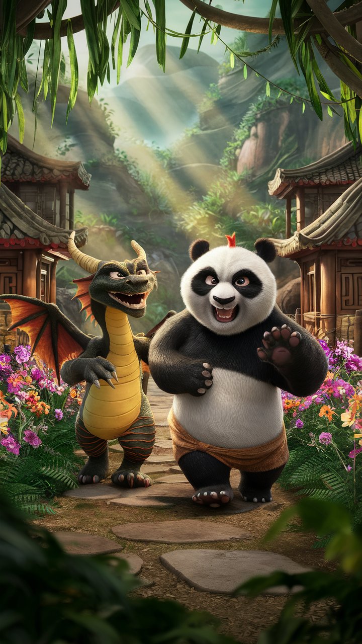 Explore stunning 3D mobile wallpapers of HD kung fu Panda strolling through a beautiful valley. Get the perfect wallpaper for your phone.