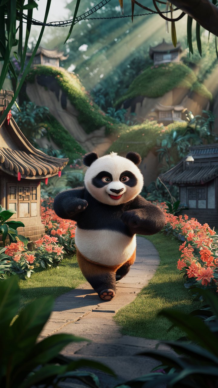Transform your phone with our breathtaking 3D mobile wallpaper of HD Kung Fu Panda strolling in a picturesque valley. Ideal for wallpaper lovers!