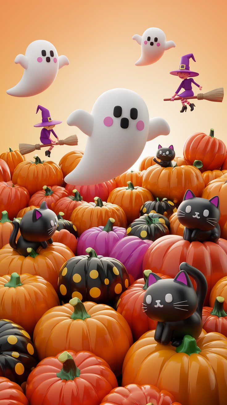 Get into the Halloween spirit with our cute iPhone wallpapers! Enjoy charming designs of ghosts and pumpkins to brighten up your device this October.