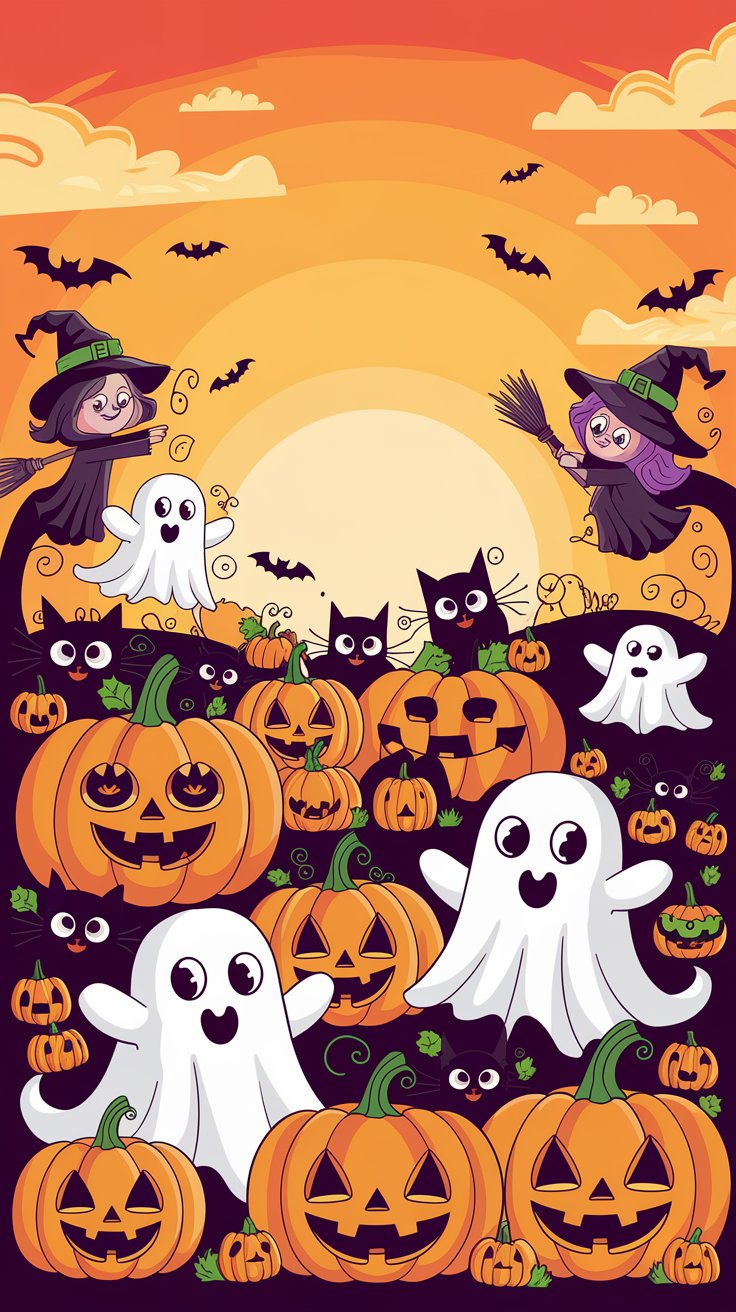 Get ready for a spook-tacular Halloween with our adorable themes featuring playful ghosts and cheerful pumpkins. Celebrate the season with cuteness!
