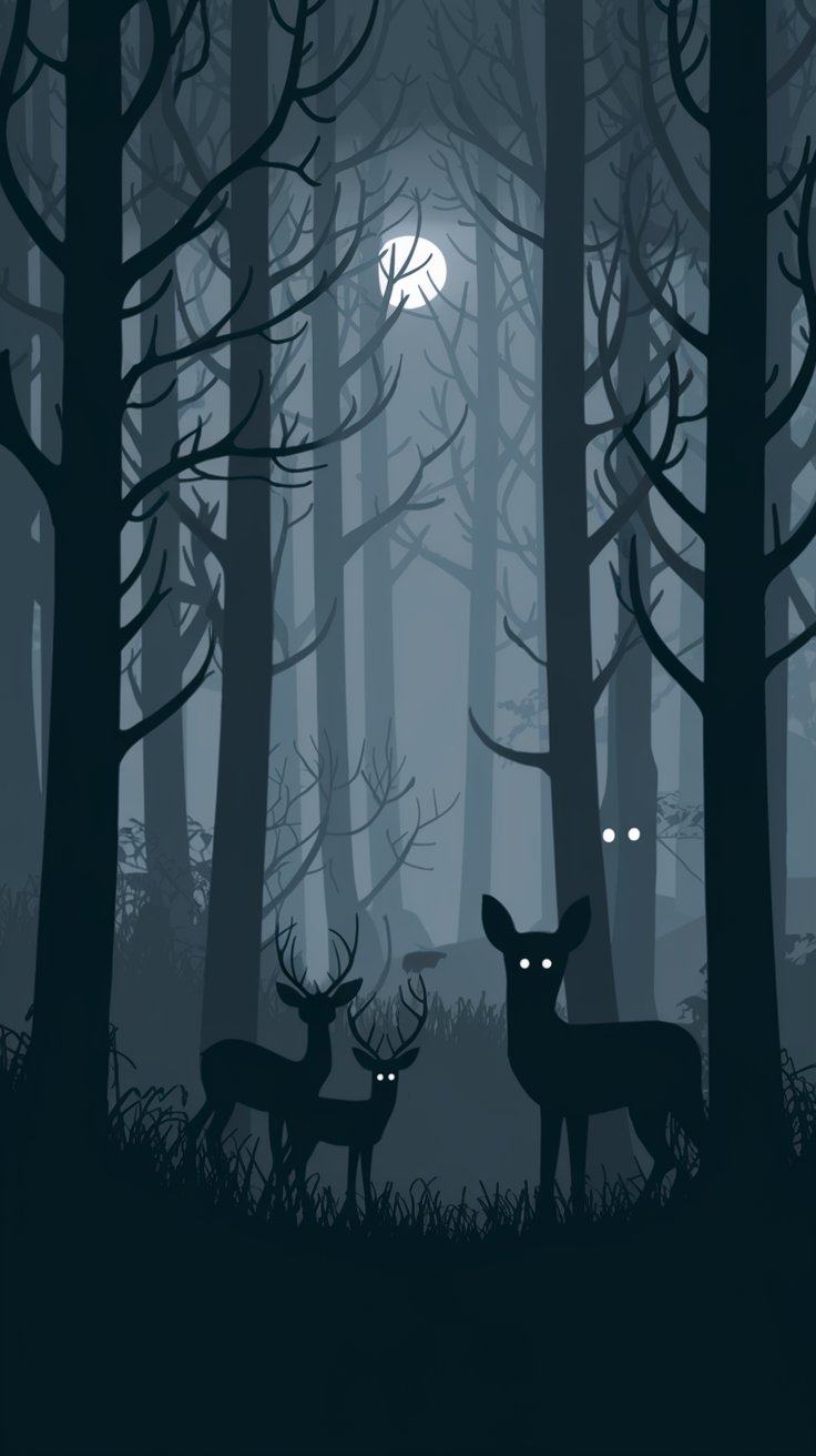 Elevate your iPhone's look this Halloween with mesmerizing wallpapers of night scenes filled with trees, stars, and a radiant moon. Embrace the spooky spirit!