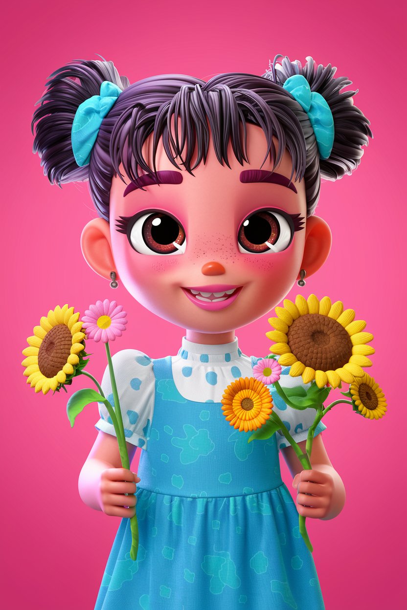 a-3d-render-of-a-cute-little-girl-with-a-beautiful sunflowers