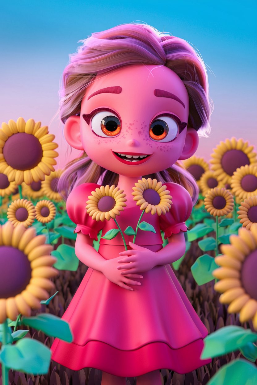 Check out this delightful 3D render of a sweet little girl in a matching dress with a cute background. A perfect touch for your wallpaper collection!