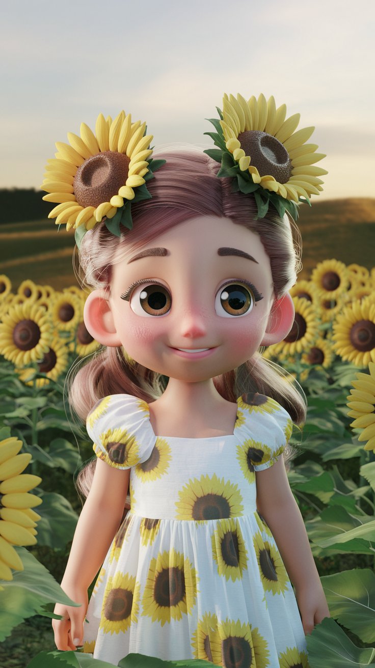 Find delightful 3D renders of a cute girl in a purple dress with a matching background. Perfect for adding a touch of charm to your wallpaper!