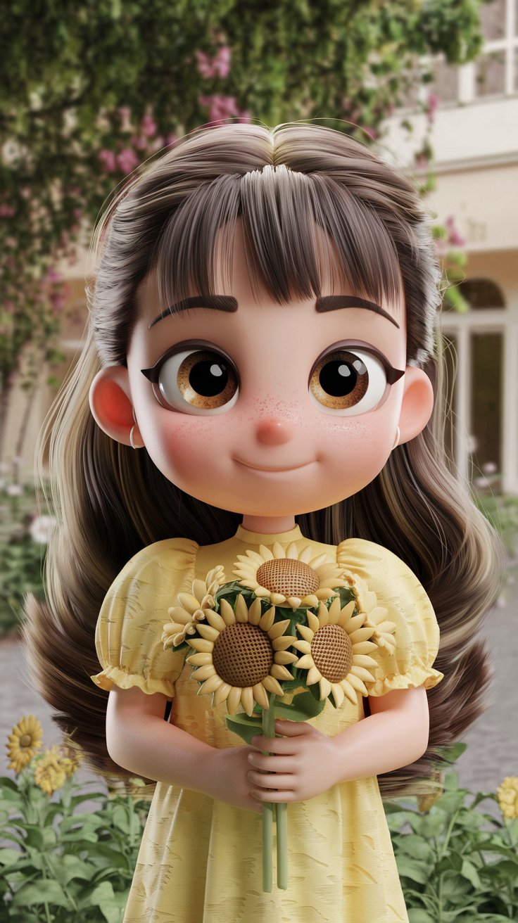 Discover charming 3D renders of a cute little girl against delightful wallpapers. Perfect inspiration for your creative projects and design ideas.