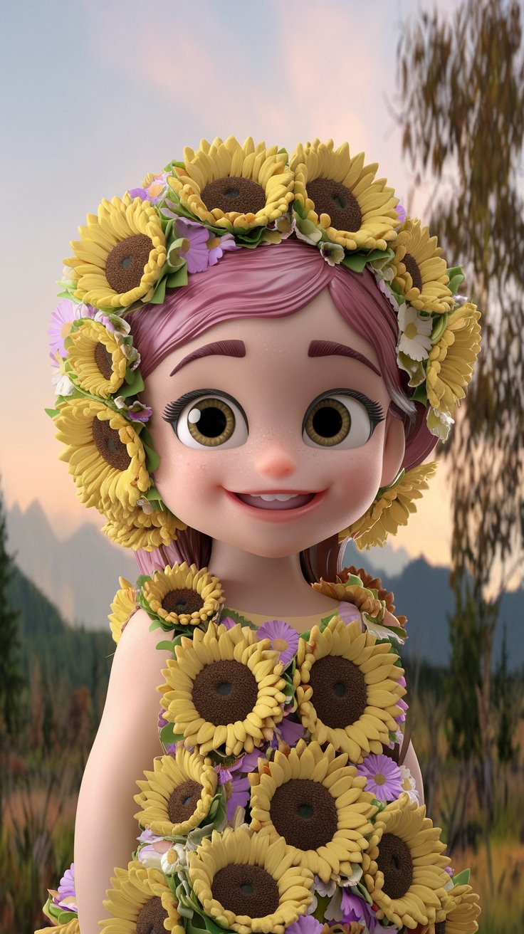 Explore charming 3D wallpapers featuring a cute little girl and vibrant sunflowers. Add a touch of sweetness to your screens with these delightful designs!