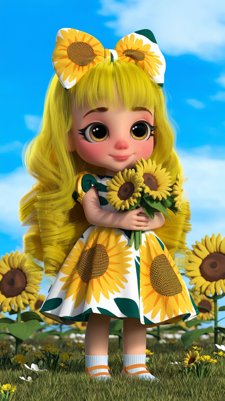 Brighten your screen with charming 3D wallpapers featuring a cute little girl and vibrant sunflowers. Perfect for adding joy to your day!