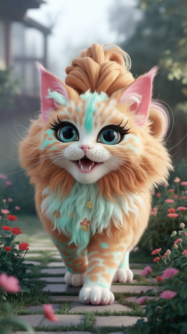 Discover adorable 3D renders of fluffy cats with orange bodies! Perfect cute wallpaper for your device to brighten up your day and add a fun touch.