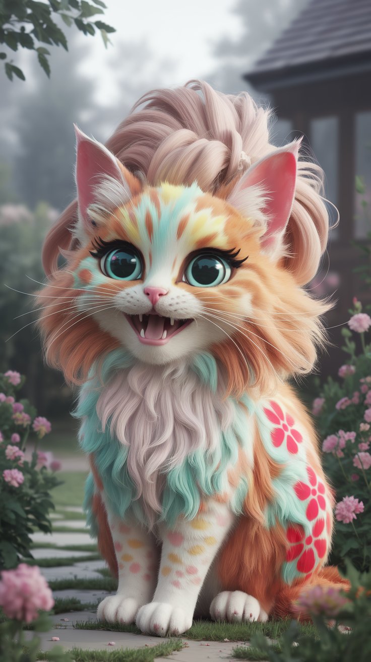 Explore cute wallpapers of a fluffy orange cat in 3D. Perfect for giving your devices a fun and cheerful touch that cat lovers will adore!