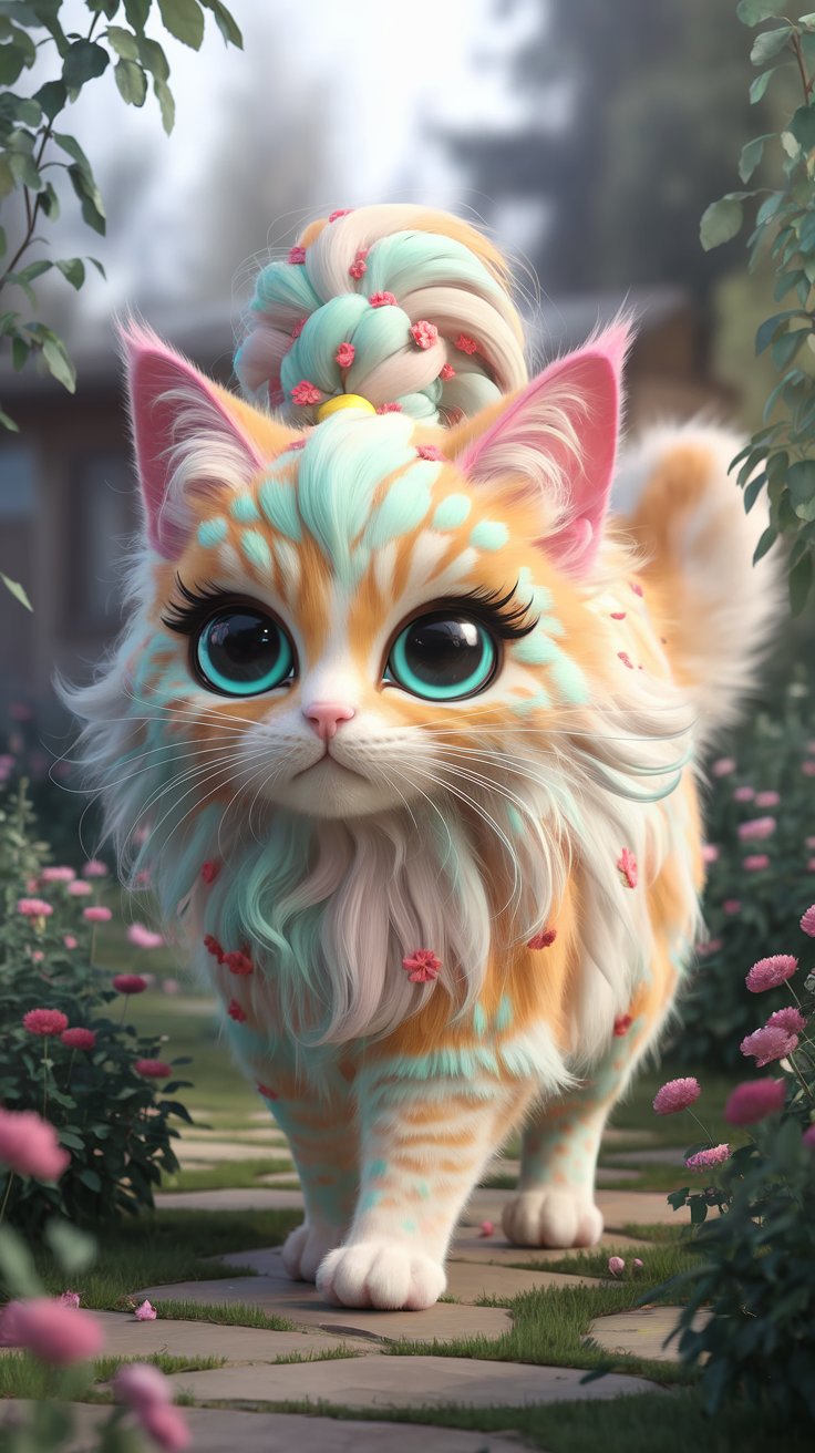 Discover adorable 3D renders of fluffy cats with orange bodies. Perfect for cute wallpaper lovers! Brighten your screen with these charming designs.
