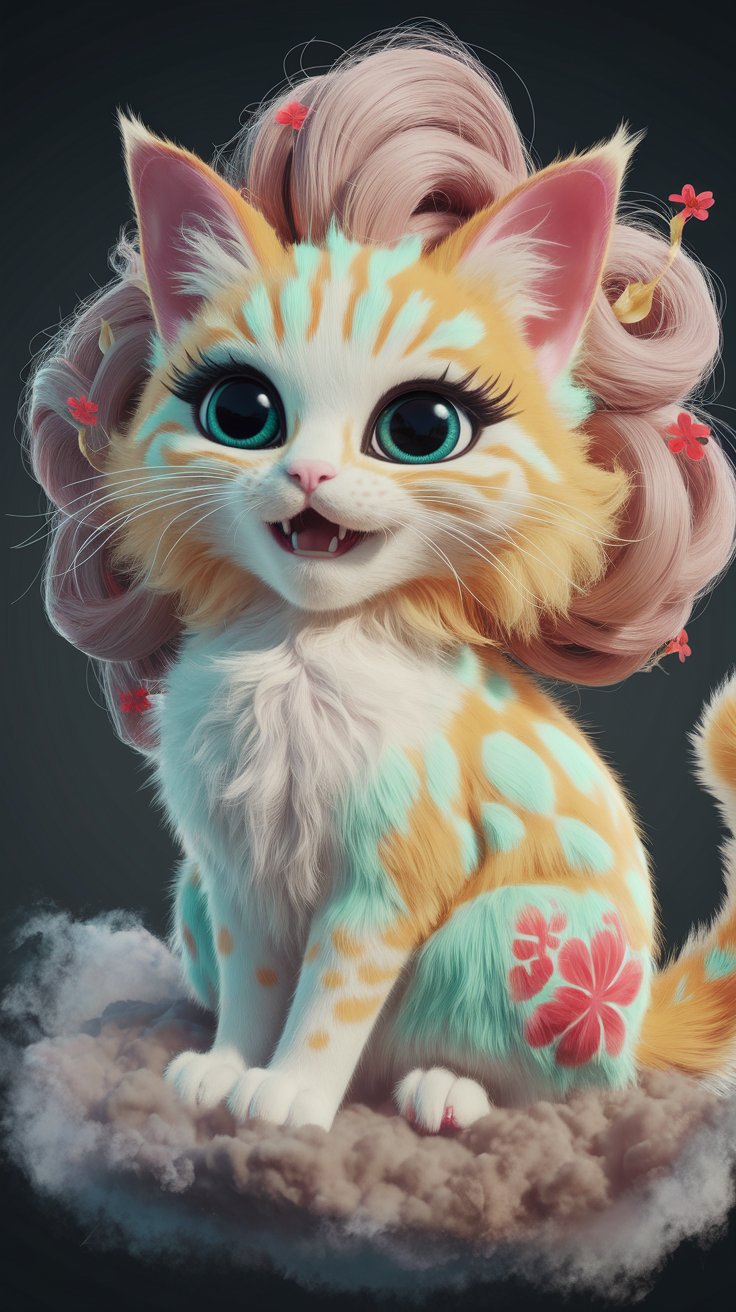 Discover adorable 3D renders of fluffy cats with orange bodies. Perfect for cute wallpaper lovers! Brighten your screen with these charming designs.